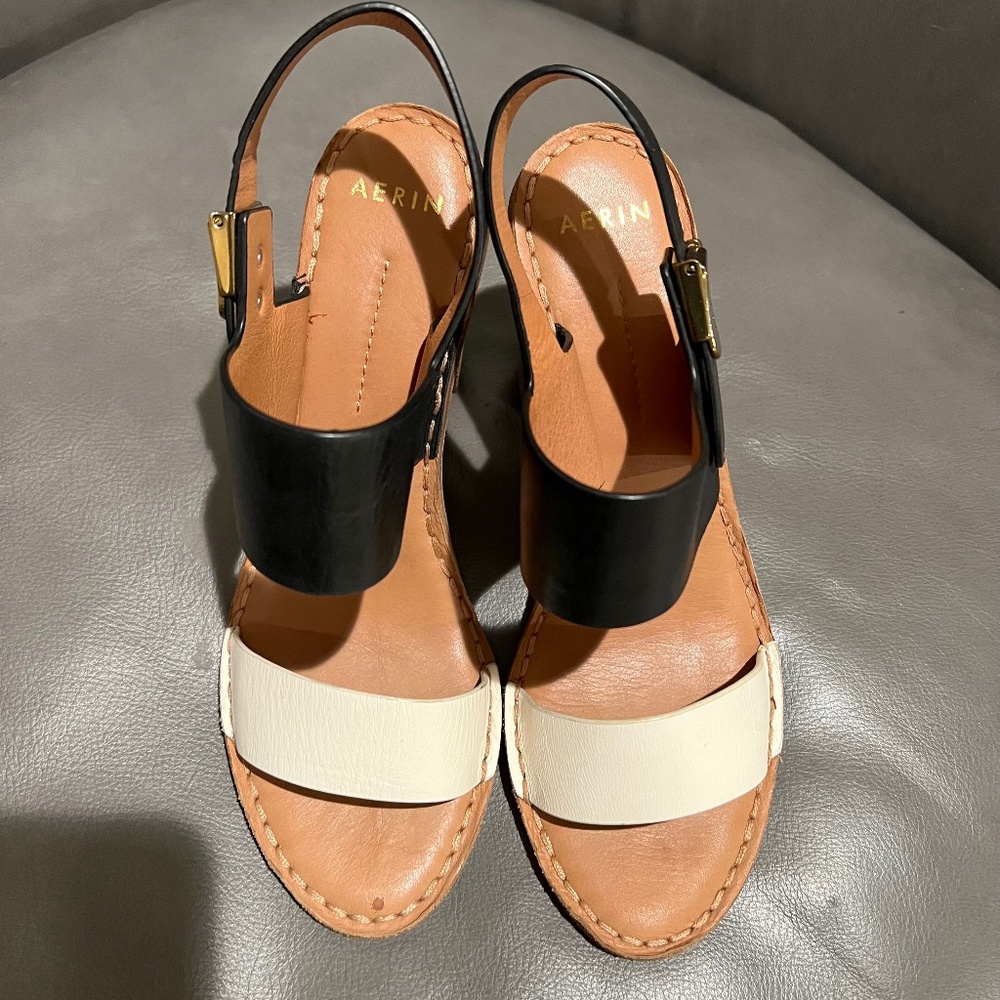 Aerin Sandals Black Ivory, Sz 8